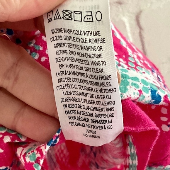 Hatley Shorts High Waisted Linen Hot Pink Lilly Pulitzer vibe Palm Tree Print M - Picture 11 of 11